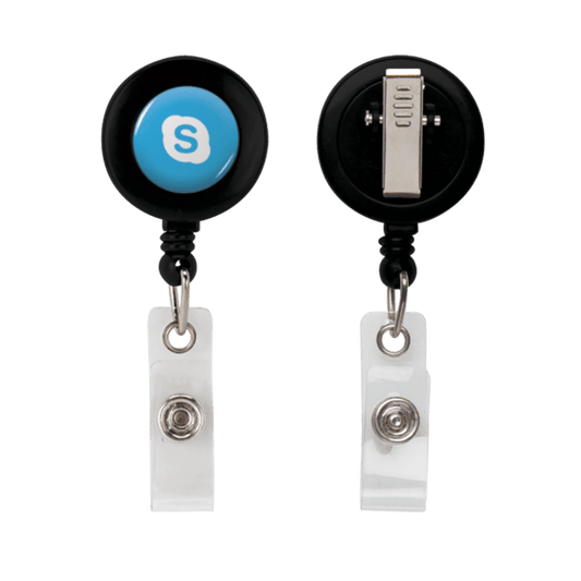 Retractable Zip Cord w/ Epoxy Dome & Vinyl Snap Attachment w/ Bulldog Clip