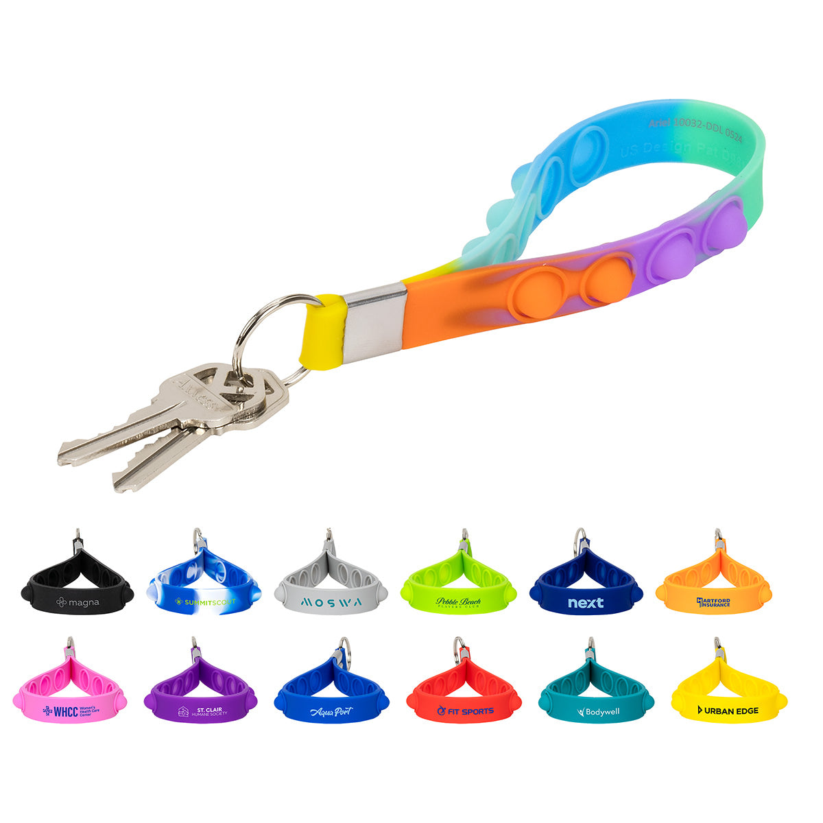 Black Push Pop Stress Reliever Keychain