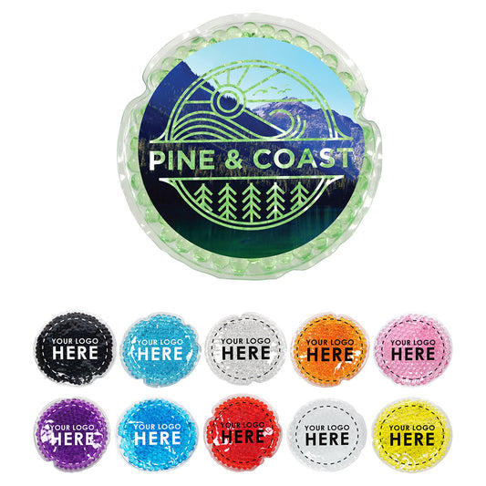 Solid Black Full-Color Round Aqua Pearls™ Hot/Cold Pack