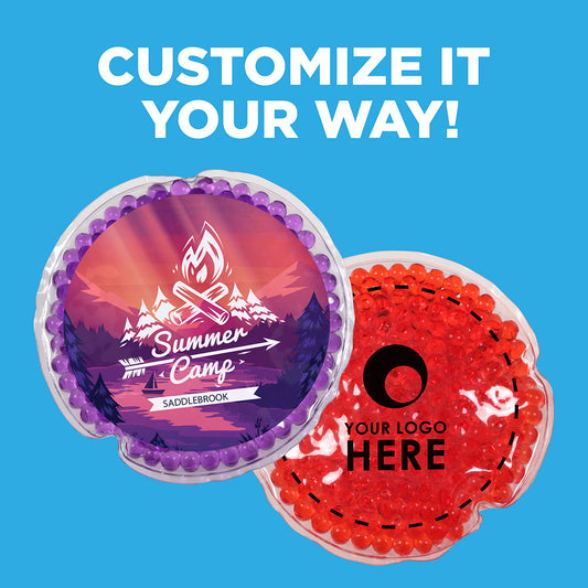 Solid Black Full-Color Round Aqua Pearls™ Hot/Cold Pack