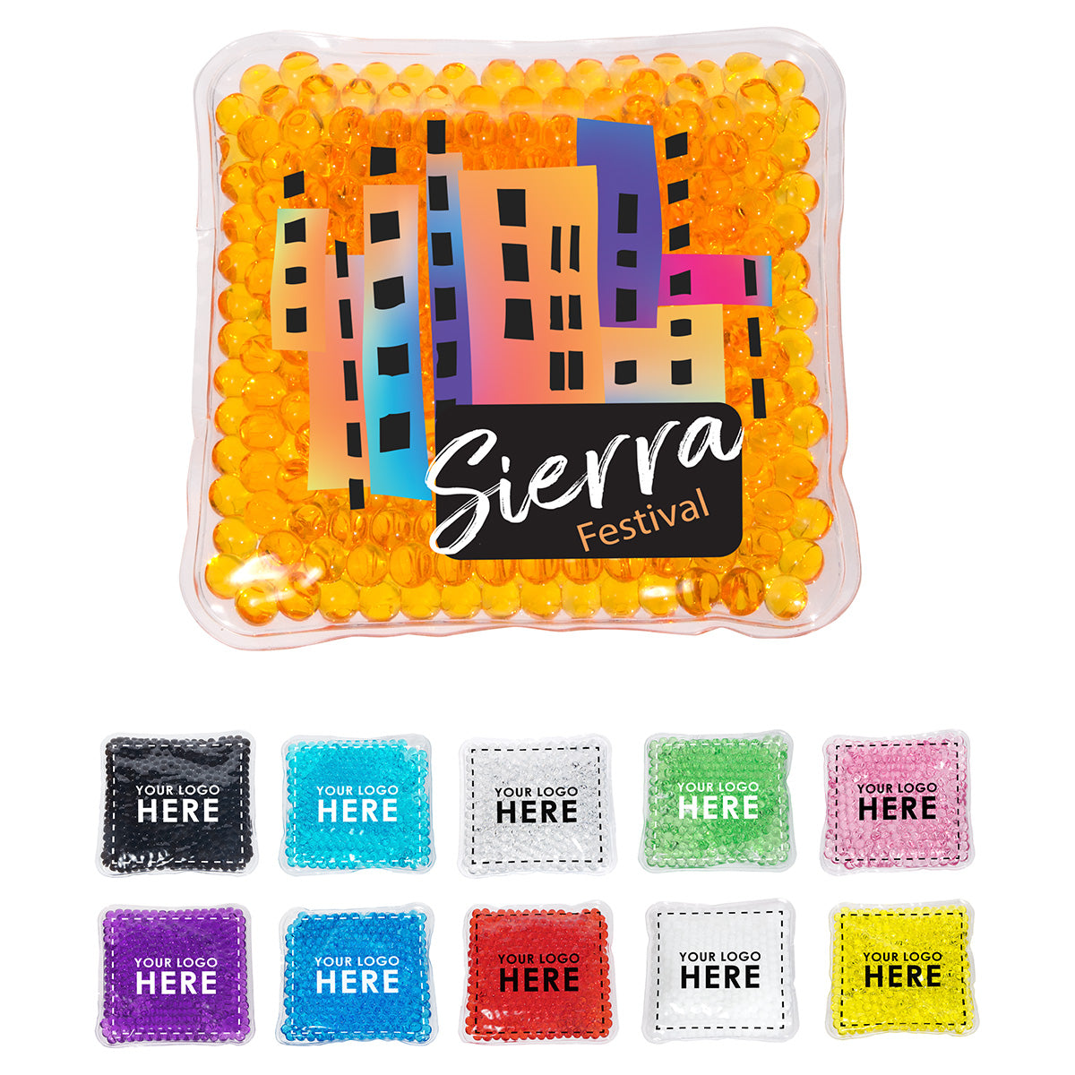 Solid Black Full-Color Square Aqua Pearls™ Hot/Cold Pack