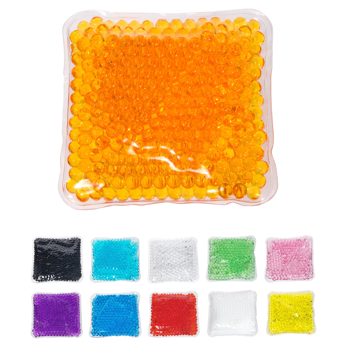 Solid Black Full-Color Square Aqua Pearls™ Hot/Cold Pack