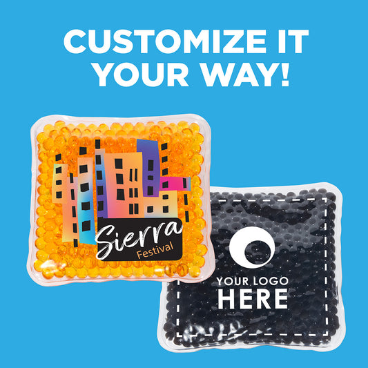 Solid Black Full-Color Square Aqua Pearls™ Hot/Cold Pack