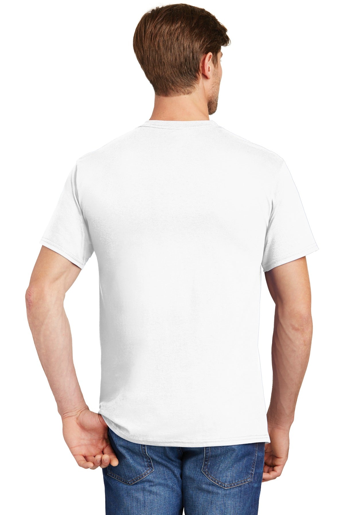 White Hanes - Authentic 100% Cotton T-Shirt with Pocket. 5590