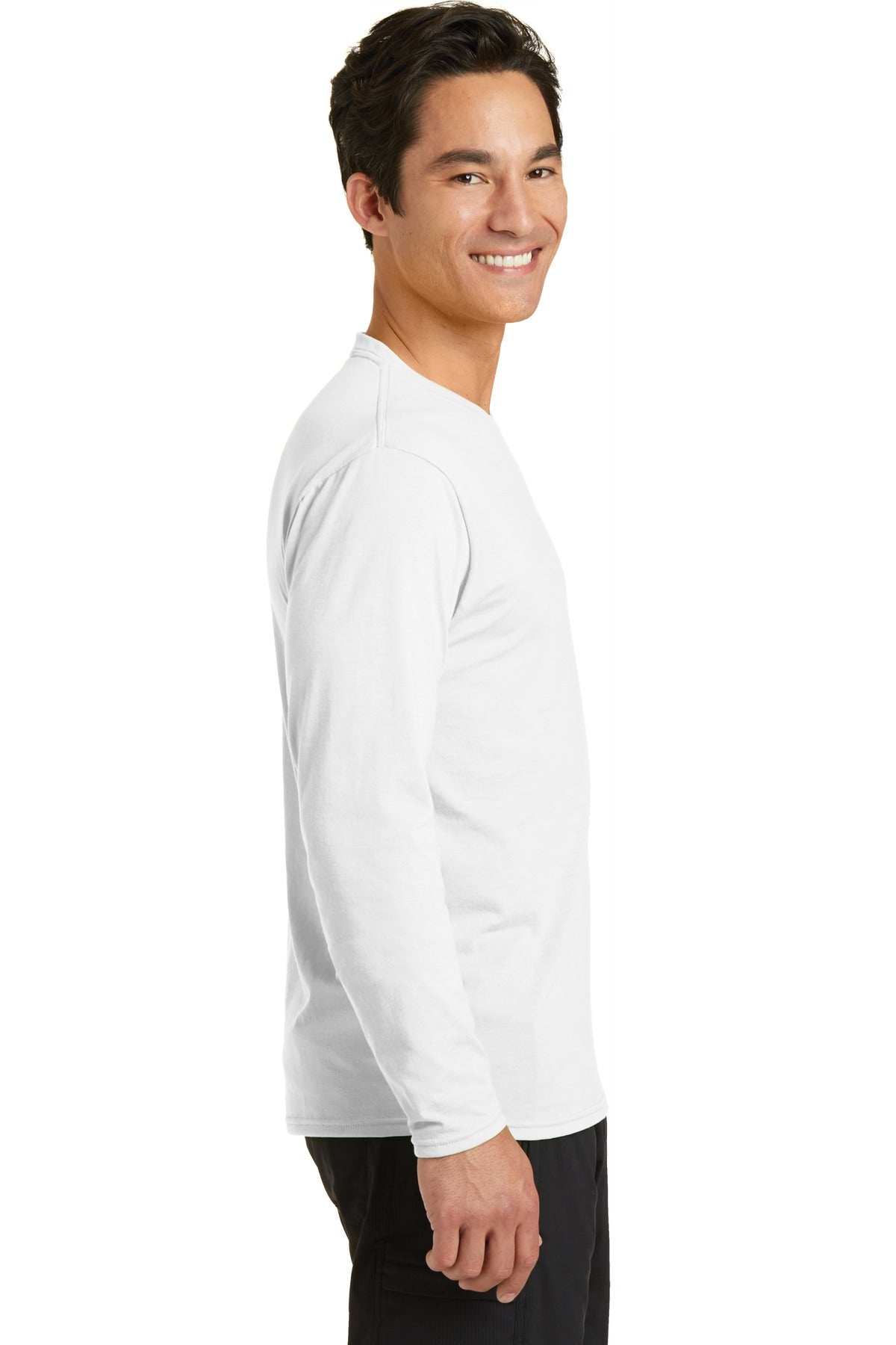 White Port & Company Long Sleeve Performance Blend Tee. PC381LS