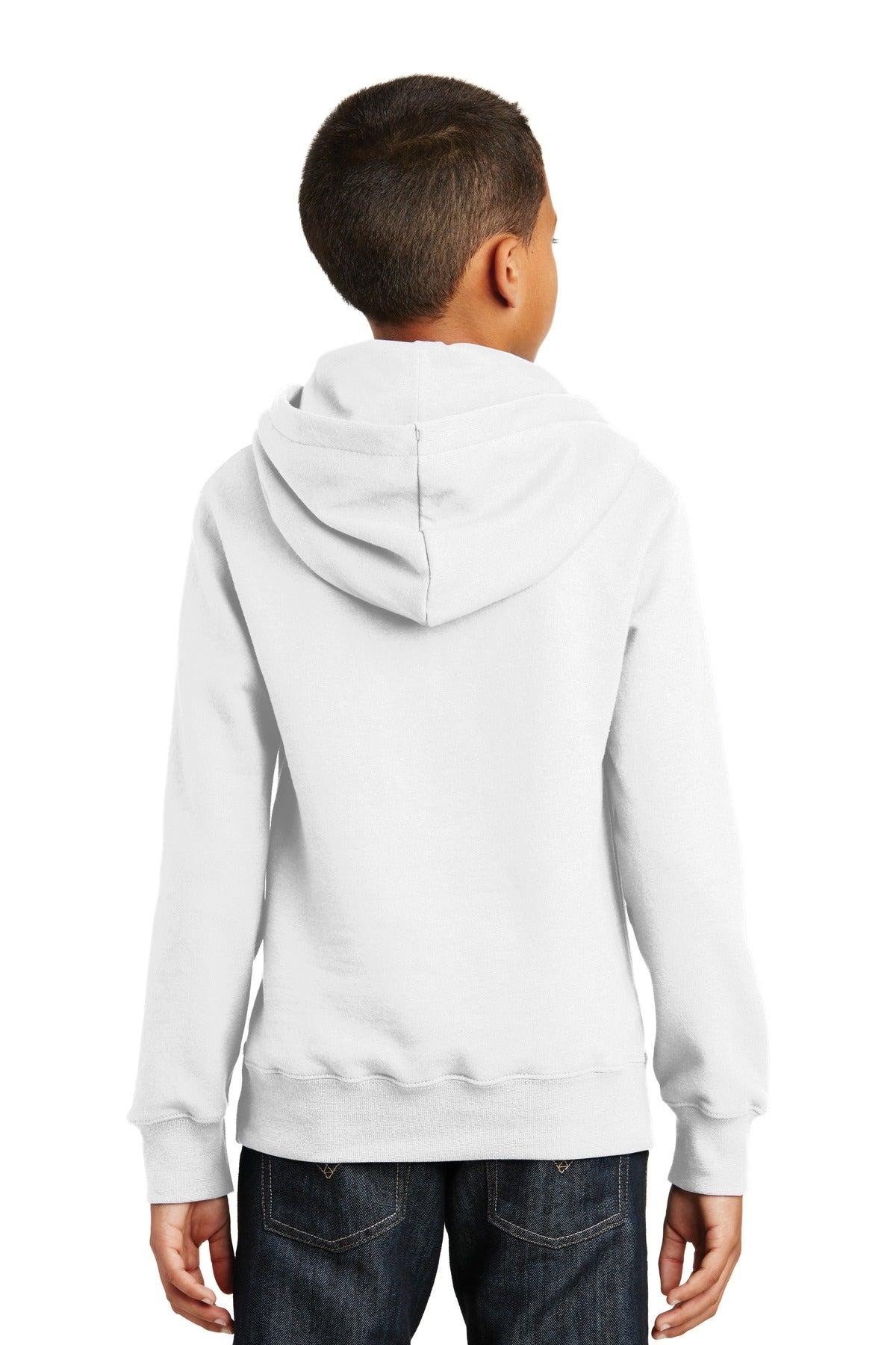 White Port & Company Youth Fan Favorite Fleece Pullover Hooded Sweatshirt. PC850YH