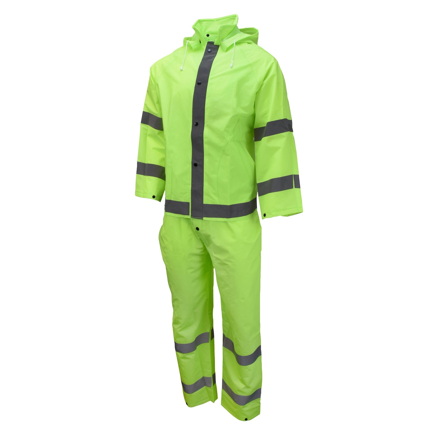 1820S Econo-Viz 3-Piece Rain Suit with Reflective Tape - Hi-Vis Lime - Size 2X