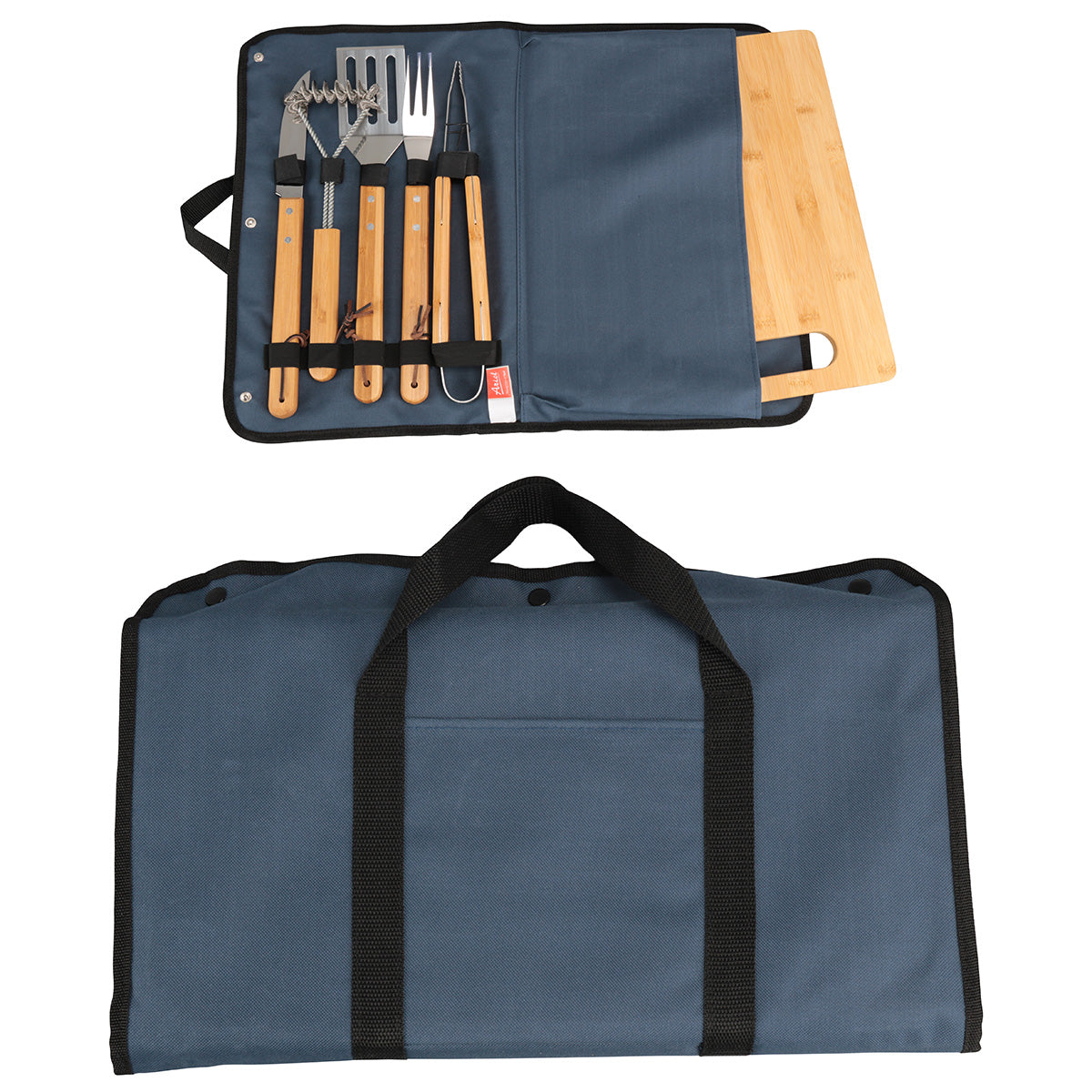 Navy Blue Firepit 5-Piece BBQ Set with Cutting Board & Carrying Case