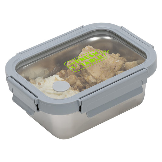 Gray Heat 'N Eat Microwaveable Stainless Steel Lunch Box with Vented Glass Lid