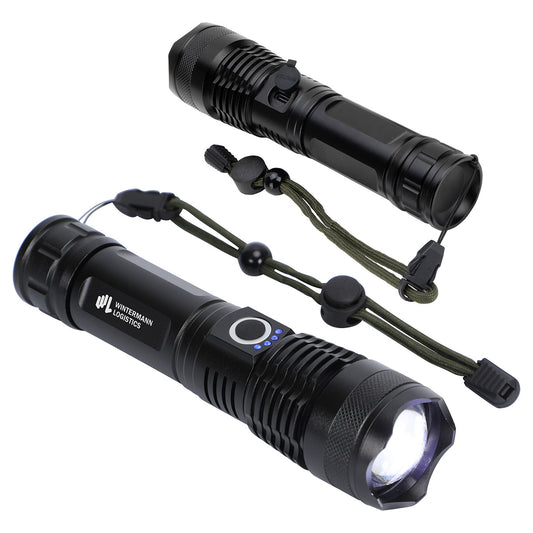Black Best Buddy Tools ® Zoom Rechargeable Aluminum Telescopic-Focus LED Flashlight