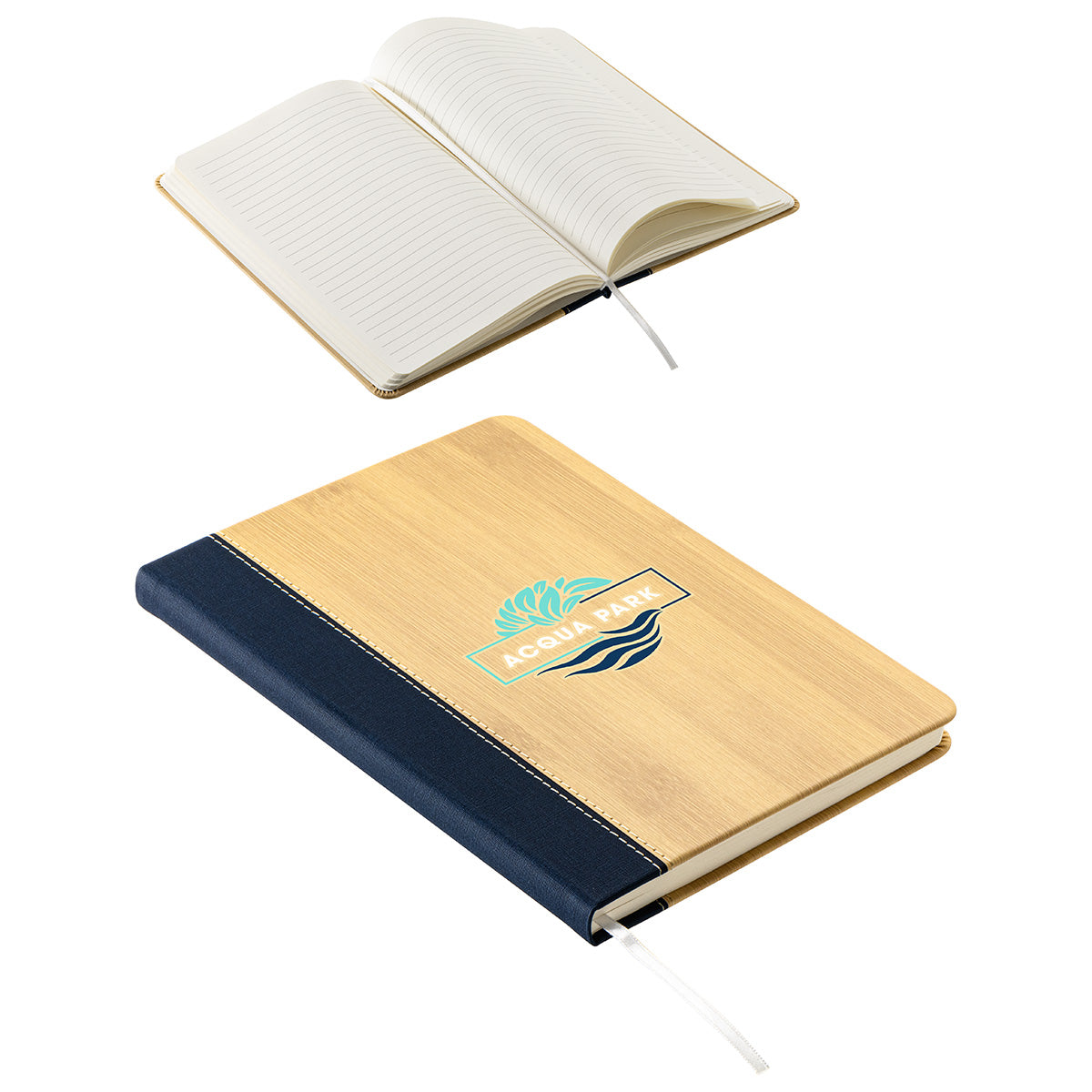 Navy Blue/Bamboo Anji Faux Bamboo Hardcover Journal