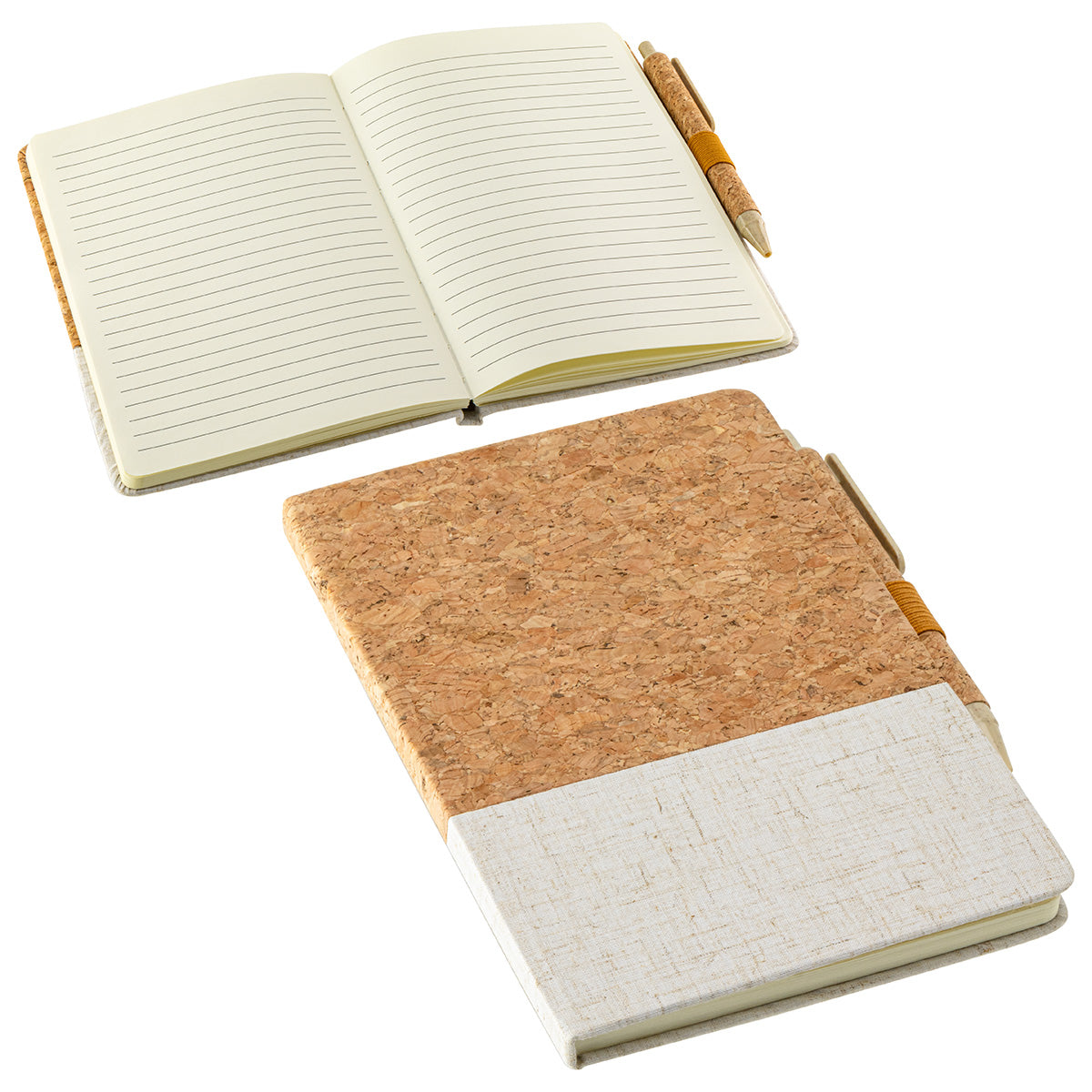 Off-White Cork & Linen Journal with Eco Pen