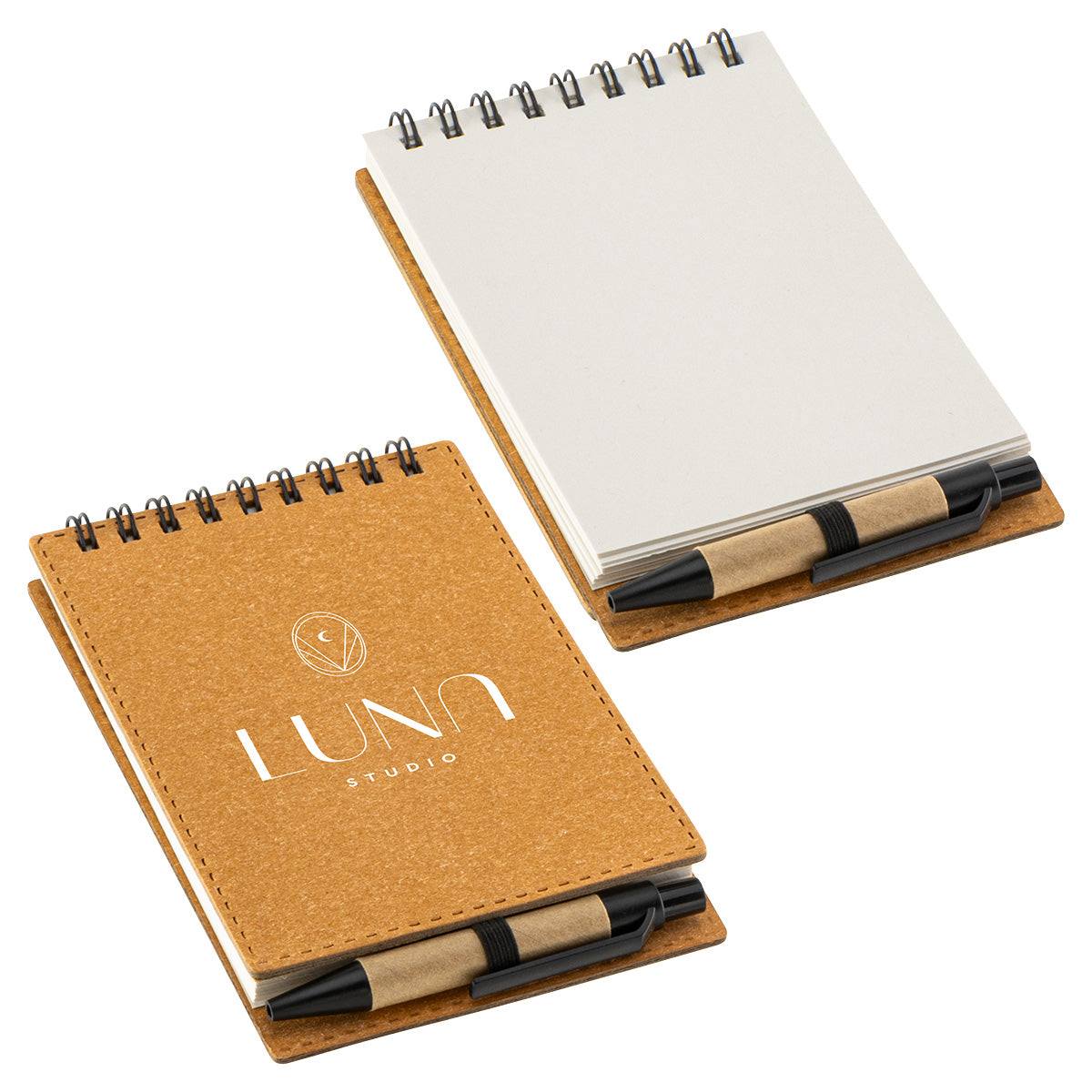 Brown Flip Recycled Spiral Notebook with Pen