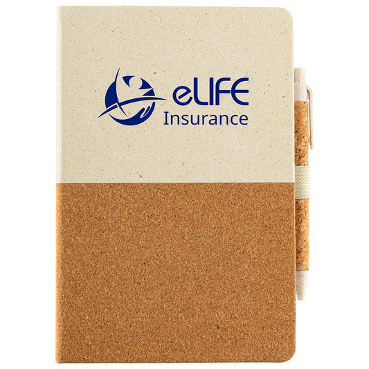 Natural GrassField Cork Recycled Journal with Pen