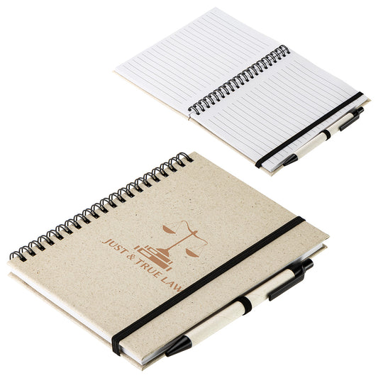 Black Prairie Fragrant Grass Recycled Spiral Notebook with Pen