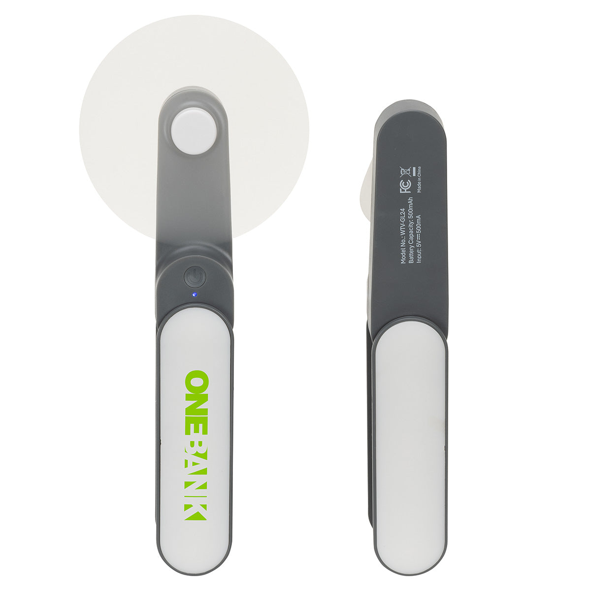 White/Gray Gale Rechargeable Fan with Swivel Handle