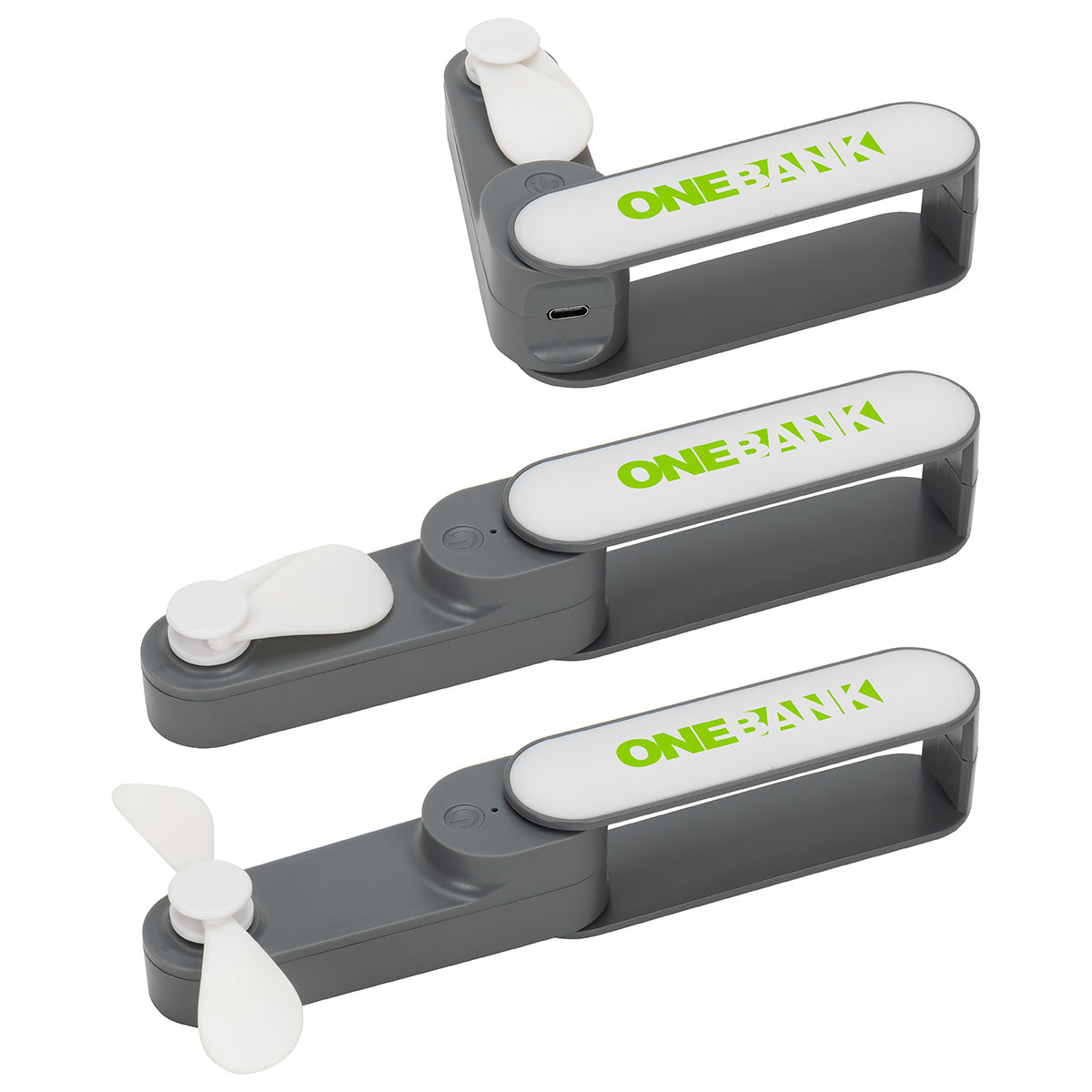 White/Gray Gale Rechargeable Fan with Swivel Handle