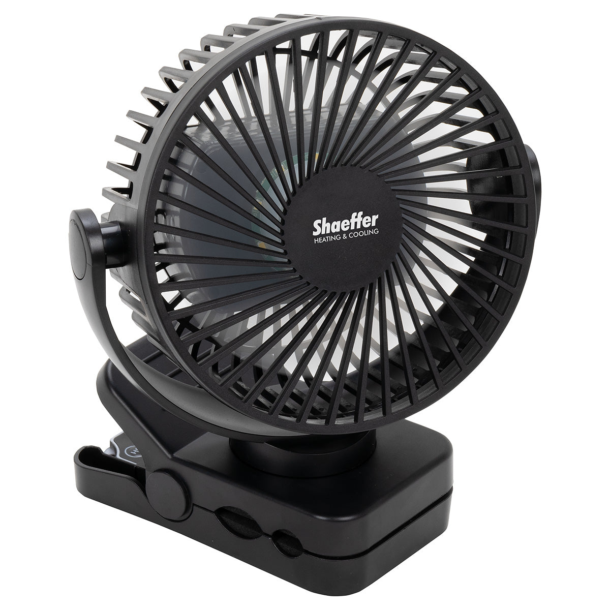 Black Zephyr Clip Fan with Power Bank, Light & Remote Control