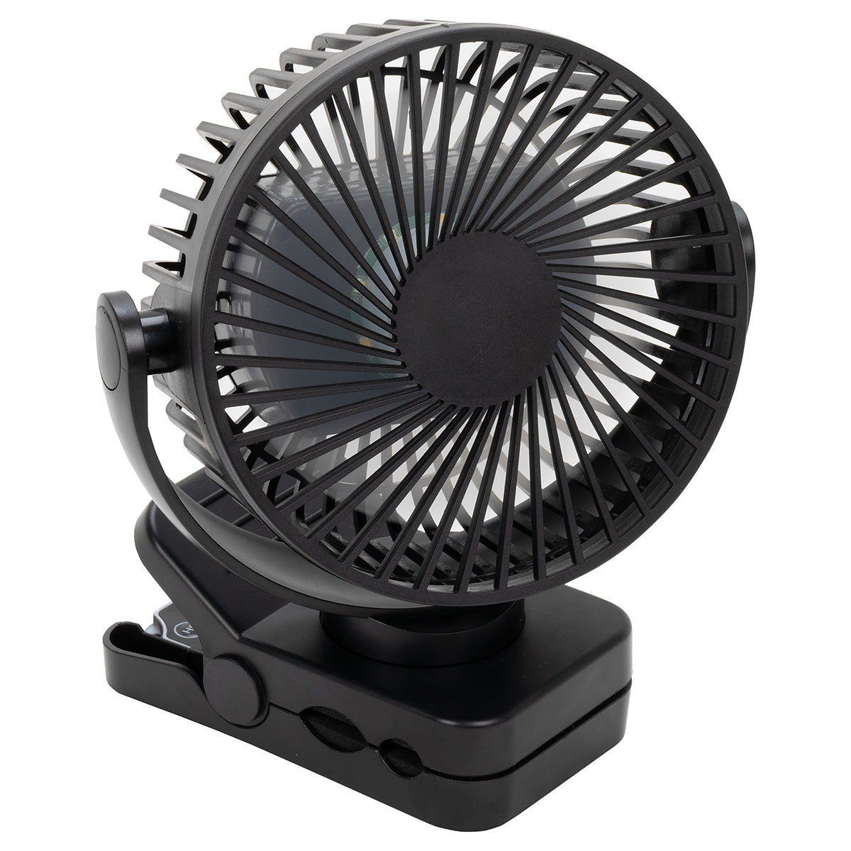 Black Zephyr Clip Fan with Power Bank, Light & Remote Control