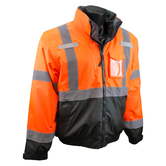 SJ210B Three-in-One Deluxe High Visibility Bomber Jacket - Orange/Black Bottom - Size XL