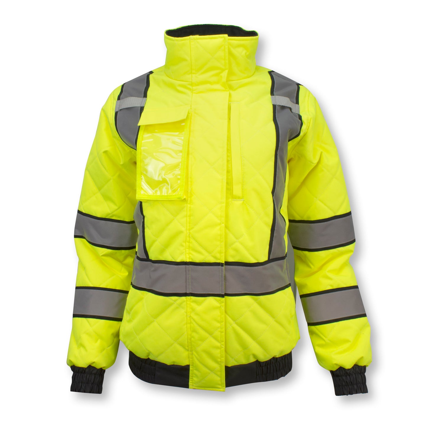 SJ930-3ZGW Women's Class 3 Quilted Bomber Jacket - Green - Size 2X