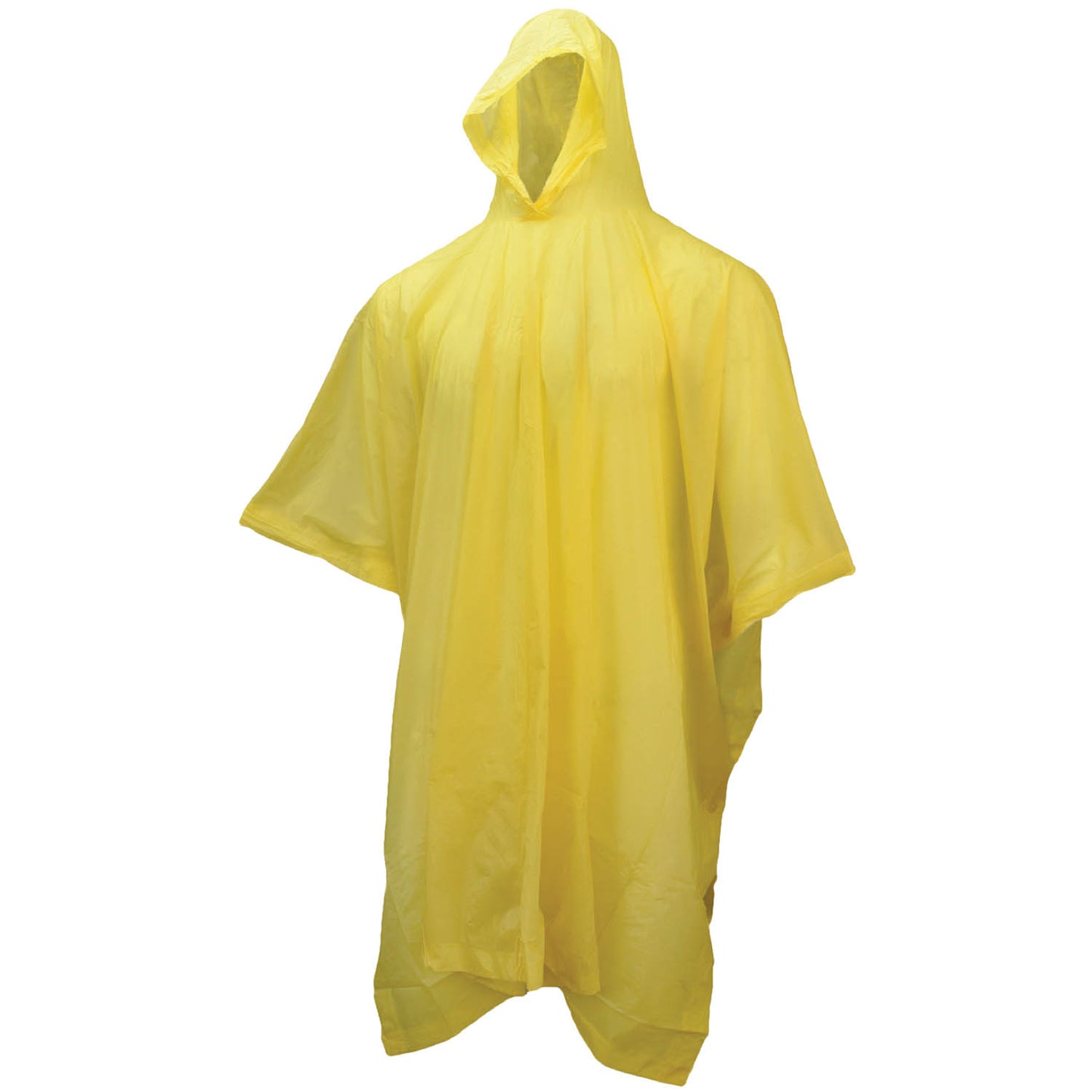 1000P .10 mm 40" Economy Rain Poncho with Attached Hood - Yellow - Universal Size