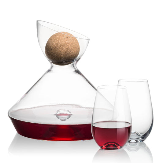 Woodbury Carafe w/Cork Stopper & Boston Stemless Wine