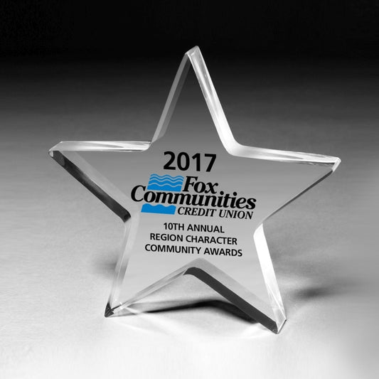 Laser Engraved Acrylic Star Paperweight (5"x 5"x 1")