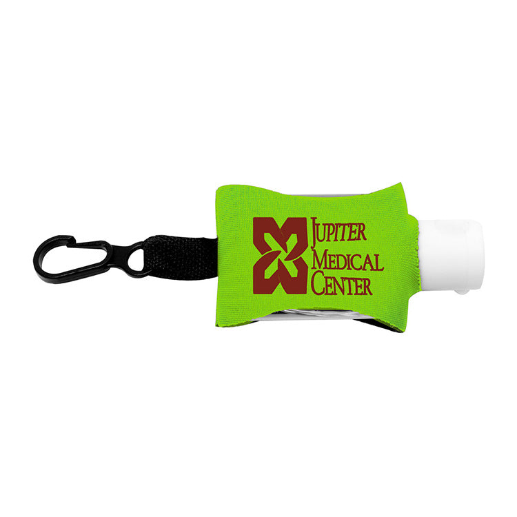 “SanPal Sleeve” .5 oz Hand Sanitizer Antibacterial Gel in Clip-On Neoprene Sleeve Cover