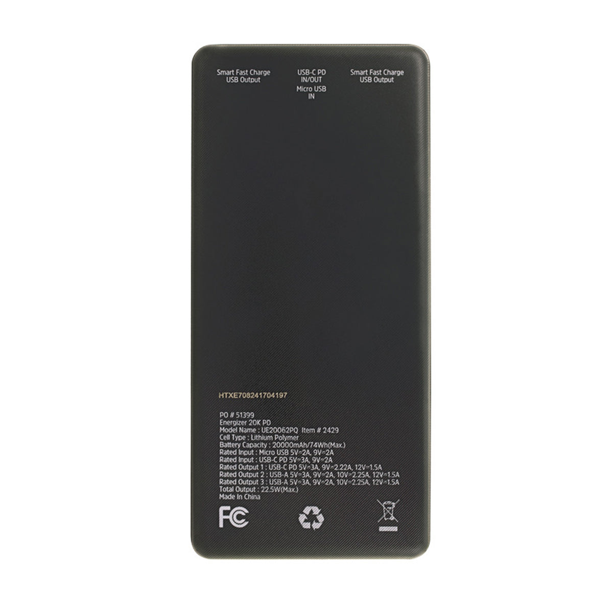 20,000 mAh Energizer® PD Power Bank