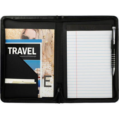 Front View of Black FSC® Mix Windsor Impressions Jr. Zip Padfolio