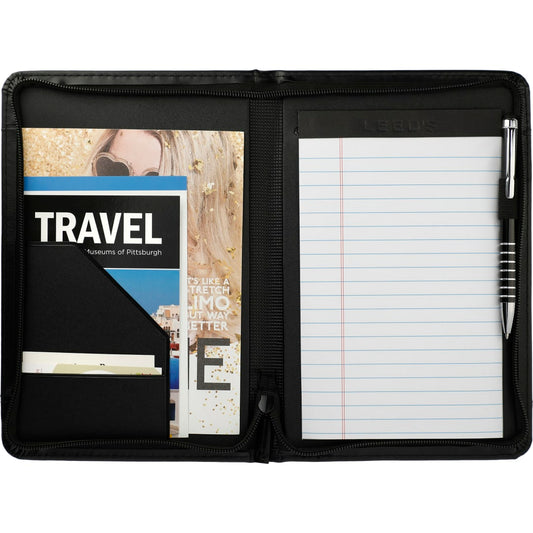 Front View of Black FSC® Mix Windsor Impressions Jr. Zip Padfolio