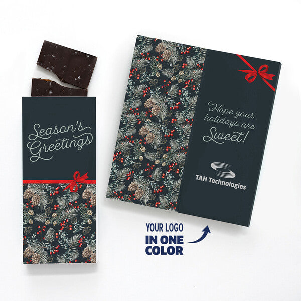 One Color Foil-Stamped Stock Pine Boughs & Berries Sweeter Cards with Sea Salt Caramel Chocolate Bar