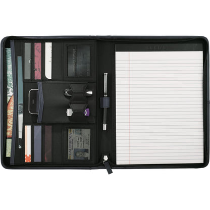 Front View of Black FSC® Mix Pedova™ Zippered UltraHyde Padfolio