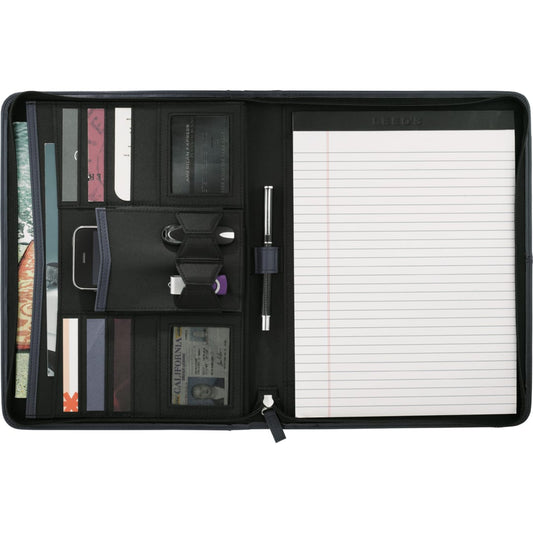 Front View of Black FSC® Mix Pedova™ Zippered UltraHyde Padfolio