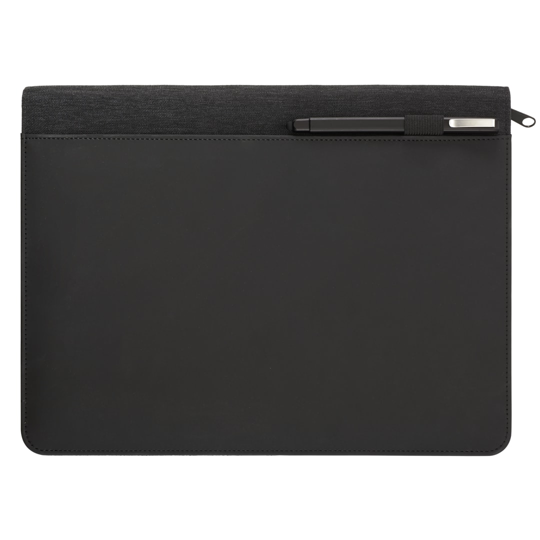 Front View of Gray FSC® Mix Vienna Heathered Zippered Padfolio
