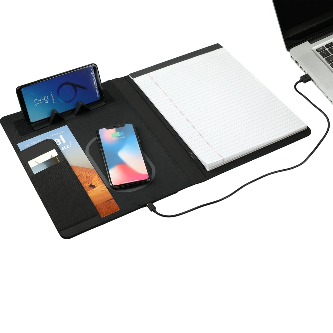 Front View of Black FSC® Mix Vienna Wireless Charging Writing Pad