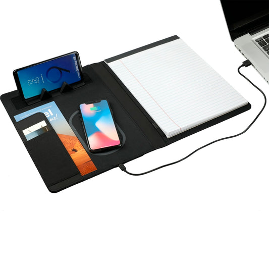 Front View of Black FSC® Mix Vienna Wireless Charging Writing Pad