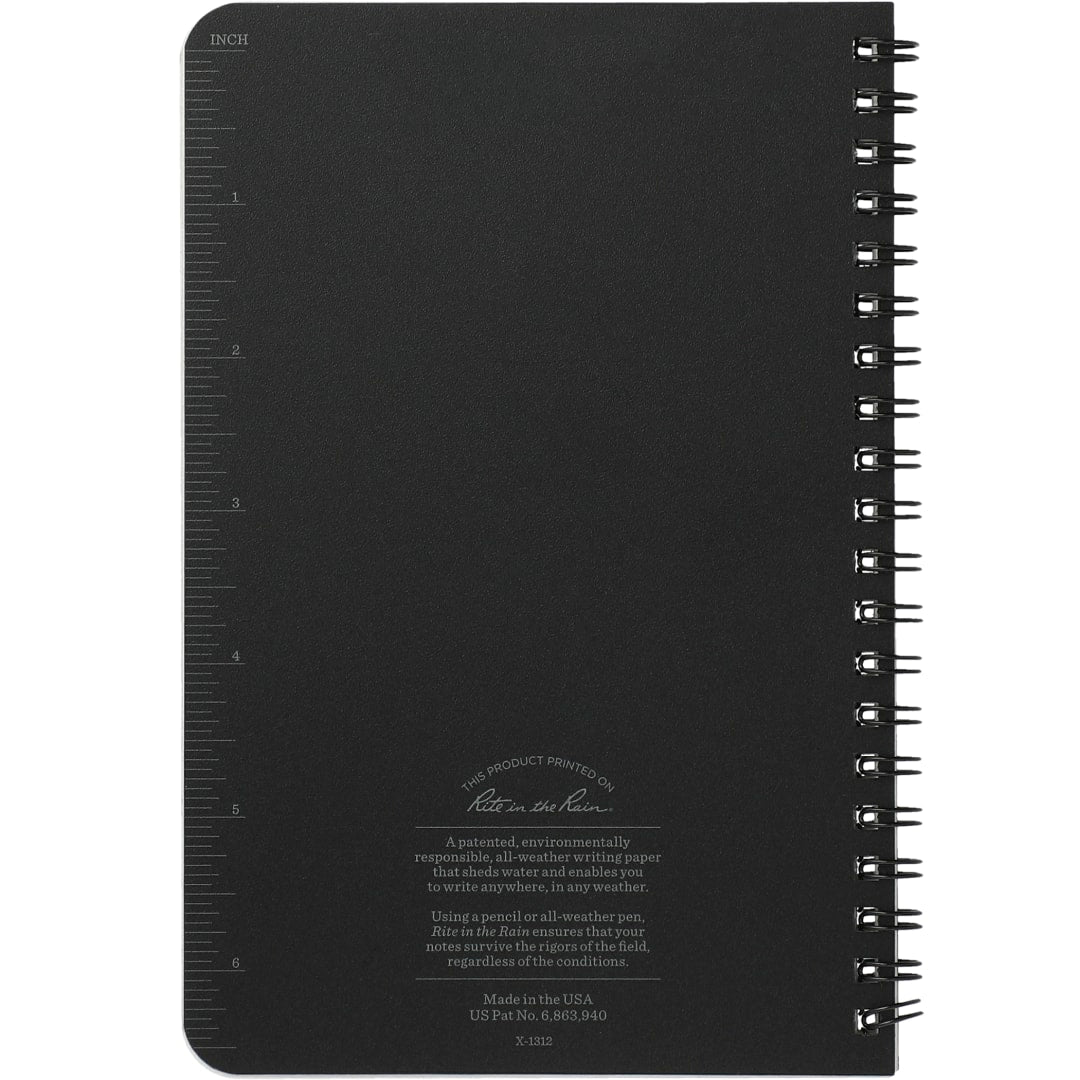 Black 4.6” x 7” Rite in the Rain Side Spiral Notebook