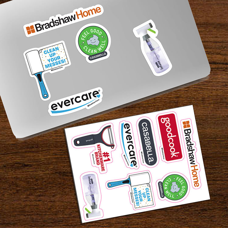 "CustomCut ™"Full Color Custom Shape Removable Vinyl Sticker Sheets (6"x 8")