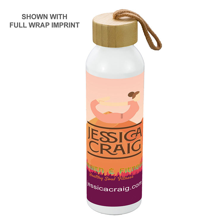 "WHITNEY" 22oz Recycled RPET Aluminum Bottle With a Bamboo Lid