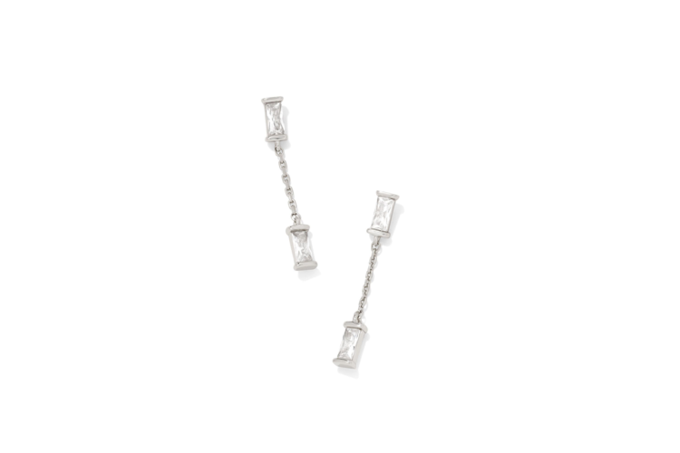 Kendra Scott Juliette Silver Drop Earrings in White Crystal