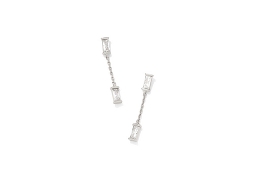 Kendra Scott Juliette Silver Drop Earrings in White Crystal