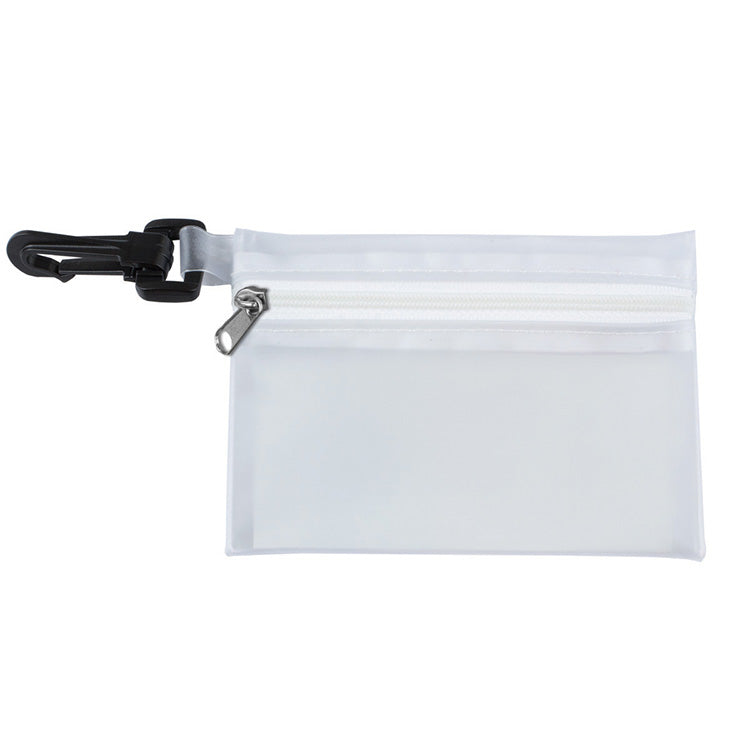 "PARKWAY PLUS" 8 Piece First Aid Kit in Translucent Zipper Kit with Plastic Carabiner Attachment