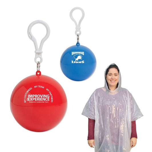 Blue Rain Poncho in Ball Keychain