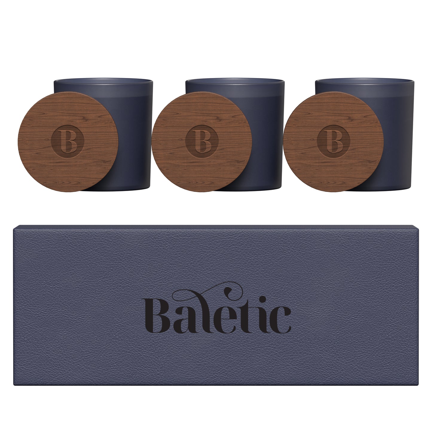 Vista glass candle 3-pack with acacia wood lids