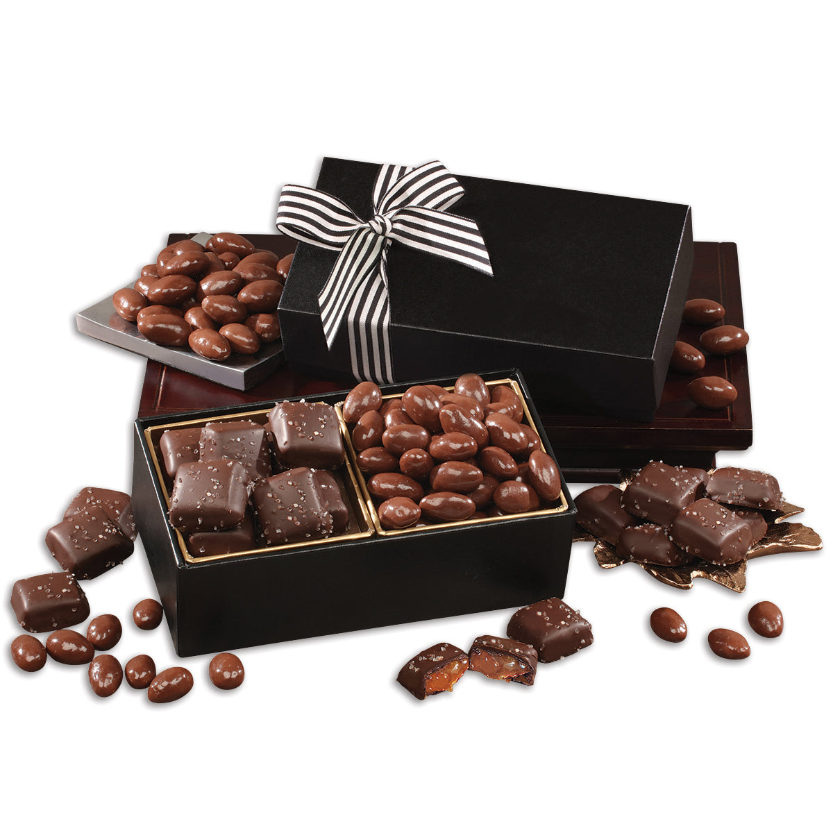 Chocolate Splendor with Chocolate Sea Salt Caramels & Chocolate Covered Almonds