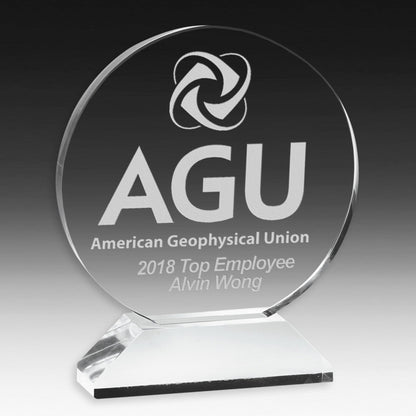 Round Award on Elevated Base - Laser Engraved