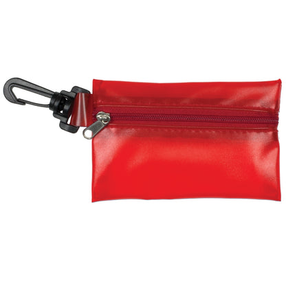 "PARKWAY 7" Piece First Aid Kit inTranslucent Zipper Kit with Plastic Carabiner Attachment