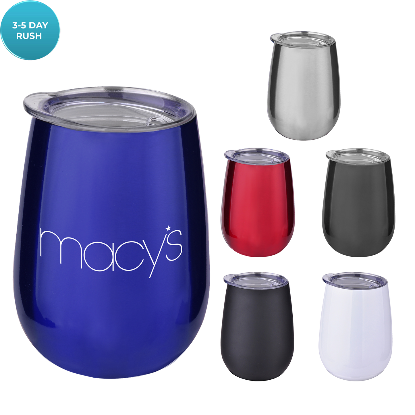 Blue 10 Oz Stainless Wine Tumbler